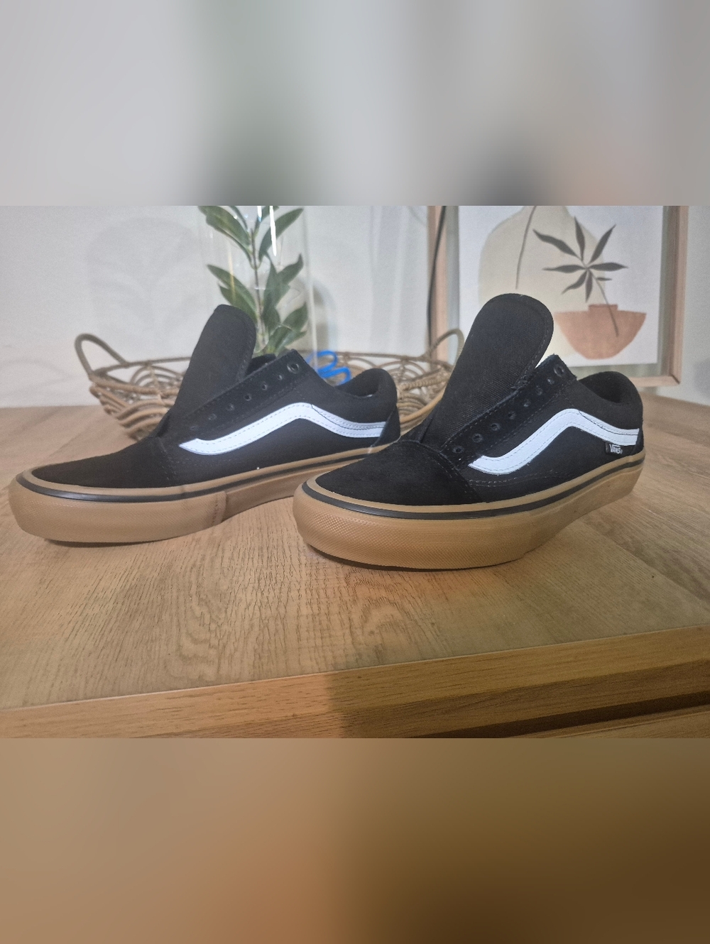 Vans Old Skool Black Suede Sneakers with Gum Sole ( No Shoe Laces)